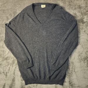 Vintage LL Bean V-Neck Sweater Mens Sz XL-Tall‎ Grey Pullover Lambswool Knit